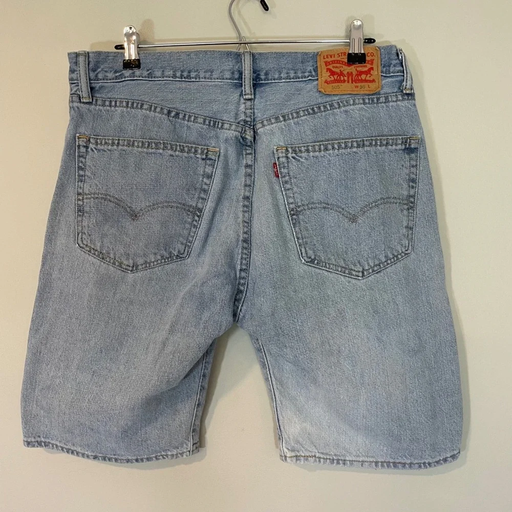 Levis 505 Mens Light Wash Denim Shorts Regular Fit Blue Cotton W36‎ Jorts Y2K